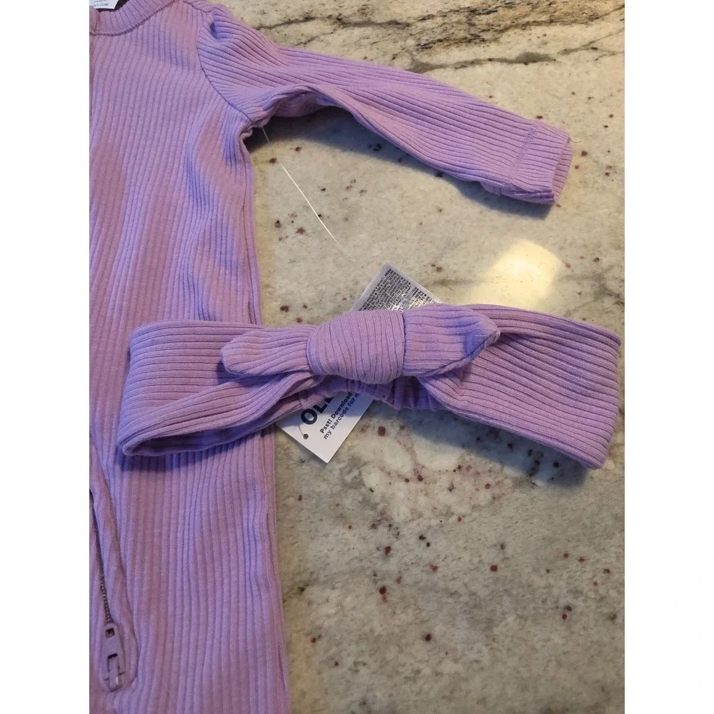 Old Navy lavender onsie and headband newborn
